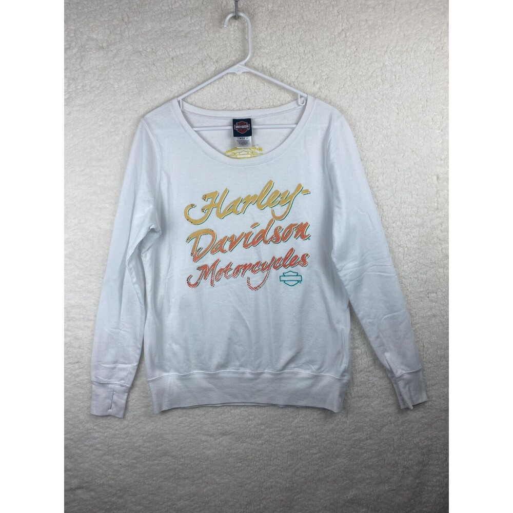 Harley Davidson Barnett HD El Paso TX Womens Sweatshirt Sz M‎ White Bling